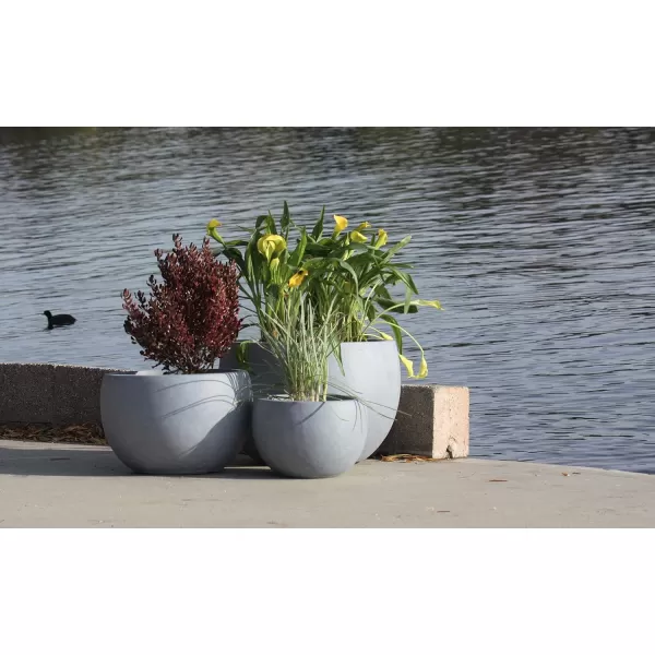 Kante 19.9",15.7",11.8" Dia Round Concrete Planter Set of 3, Outdoor/Indoor Large Bowl Plant Pots with Drainage Hole and Rubber Plug for Garden Patio Balcony Home, Pure White