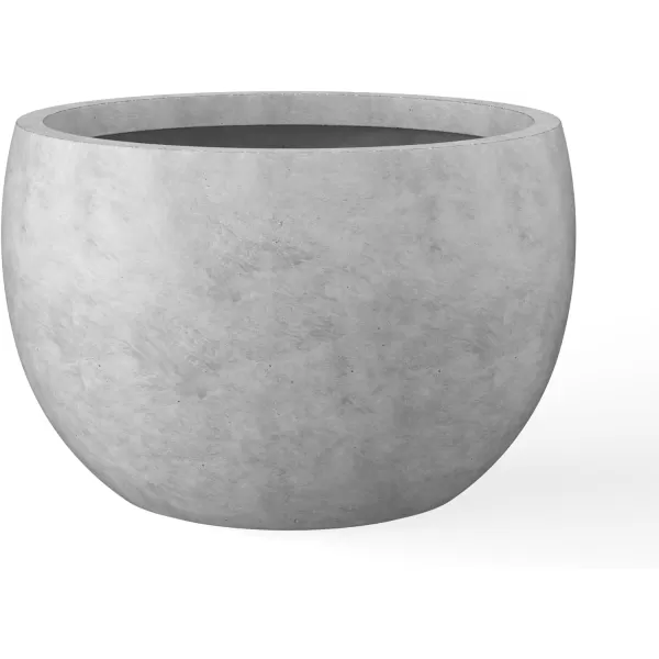 Kante 19.9",15.7",11.8" Dia Round Concrete Planter Set of 3, Outdoor/Indoor Large Bowl Plant Pots with Drainage Hole and Rubber Plug for Garden Patio Balcony Home, Pure White