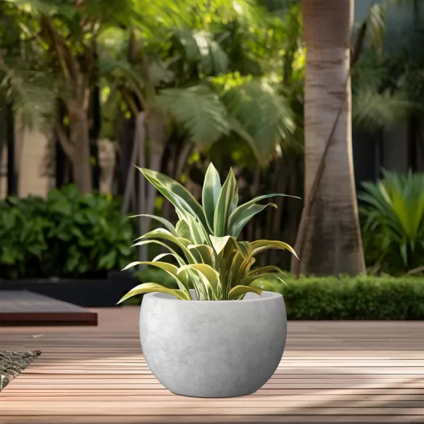 Kante 19.9",15.7",11.8" Dia Round Concrete Planter Set of 3, Outdoor/Indoor Large Bowl Plant Pots with Drainage Hole and Rubber Plug for Garden Patio Balcony Home, Pure White