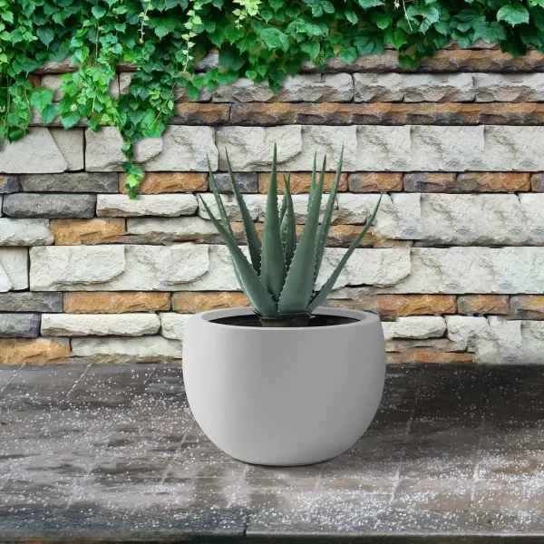 Kante 19.9",15.7",11.8" Dia Round Concrete Planter Set of 3, Outdoor/Indoor Large Bowl Plant Pots with Drainage Hole and Rubber Plug for Garden Patio Balcony Home, Pure White