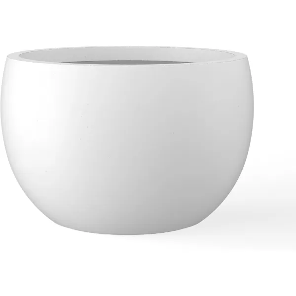 Kante 19.9",15.7",11.8" Dia Round Concrete Planter Set of 3, Outdoor/Indoor Large Bowl Plant Pots with Drainage Hole and Rubber Plug for Garden Patio Balcony Home, Pure White