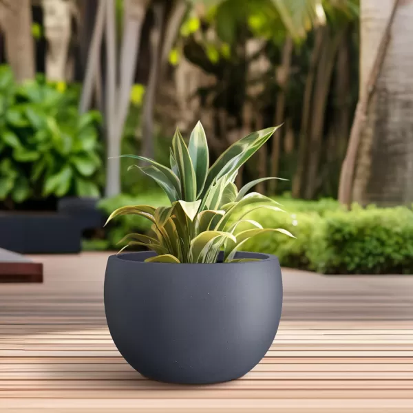 Kante 19.9",15.7",11.8" Dia Round Concrete Planter Set of 3, Outdoor/Indoor Large Bowl Plant Pots with Drainage Hole and Rubber Plug for Garden Patio Balcony Home, Pure White