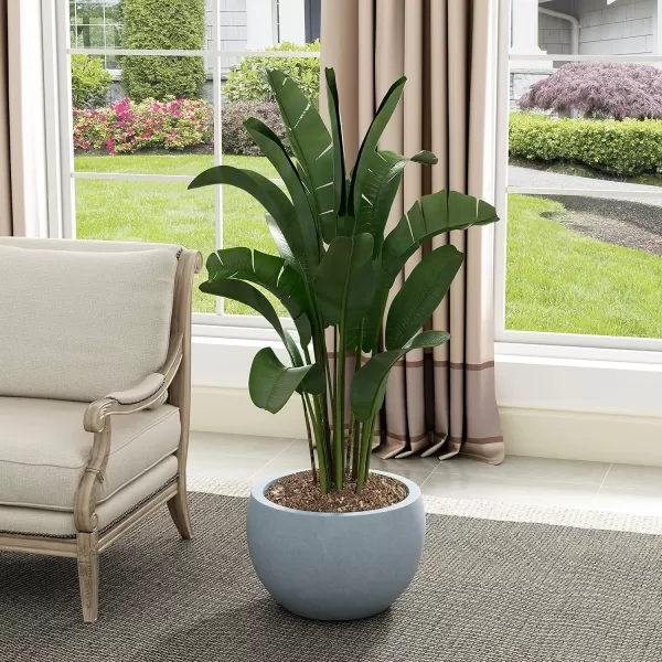 Kante 19.9",15.7",11.8" Dia Round Concrete Planter Set of 3, Outdoor/Indoor Large Bowl Plant Pots with Drainage Hole and Rubber Plug for Garden Patio Balcony Home, Pure White