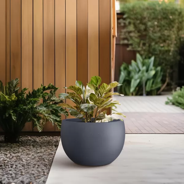 Kante 19.9",15.7",11.8" Dia Round Concrete Planter Set of 3, Outdoor/Indoor Large Bowl Plant Pots with Drainage Hole and Rubber Plug for Garden Patio Balcony Home, Pure White