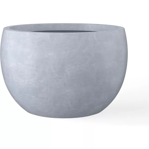 Kante 19.9",15.7",11.8" Dia Round Concrete Planter Set of 3, Outdoor/Indoor Large Bowl Plant Pots with Drainage Hole and Rubber Plug for Garden Patio Balcony Home, Pure White