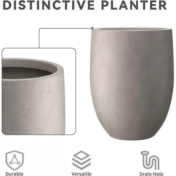 Kante 21.7" H Dark Gray Concrete Tall Planter, Large Outdoor Indoor Decorative Pot with Drainage Hole and Rubber Plug, Modern Round Style for Home and Garden