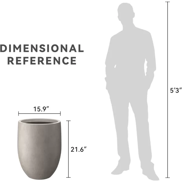 Kante 21.7" H Dark Gray Concrete Tall Planter, Large Outdoor Indoor Decorative Pot with Drainage Hole and Rubber Plug, Modern Round Style for Home and Garden