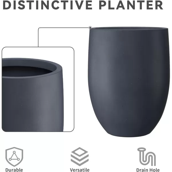 Kante 21.7" H Dark Gray Concrete Tall Planter, Large Outdoor Indoor Decorative Pot with Drainage Hole and Rubber Plug, Modern Round Style for Home and Garden
