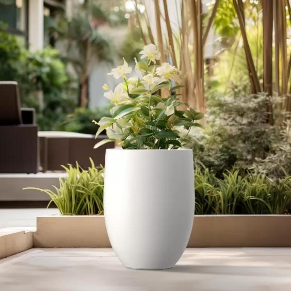 Kante 21.7" H Dark Gray Concrete Tall Planter, Large Outdoor Indoor Decorative Pot with Drainage Hole and Rubber Plug, Modern Round Style for Home and Garden