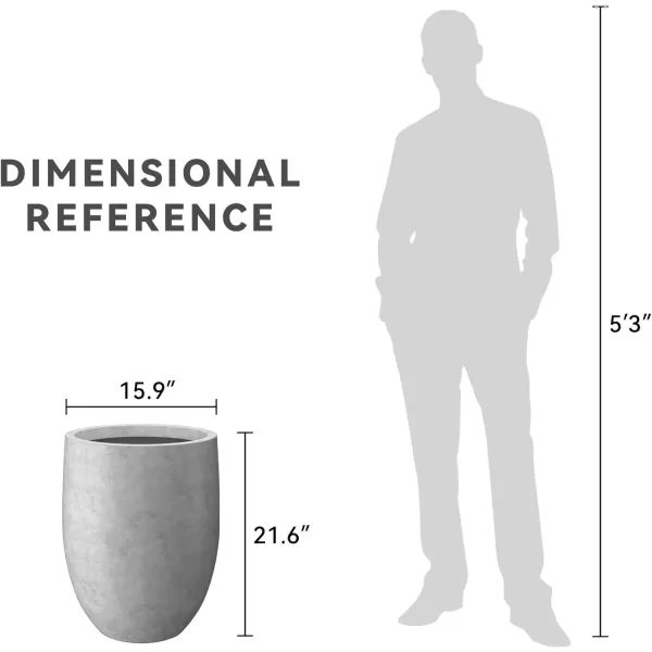 Kante 21.7" H Dark Gray Concrete Tall Planter, Large Outdoor Indoor Decorative Pot with Drainage Hole and Rubber Plug, Modern Round Style for Home and Garden