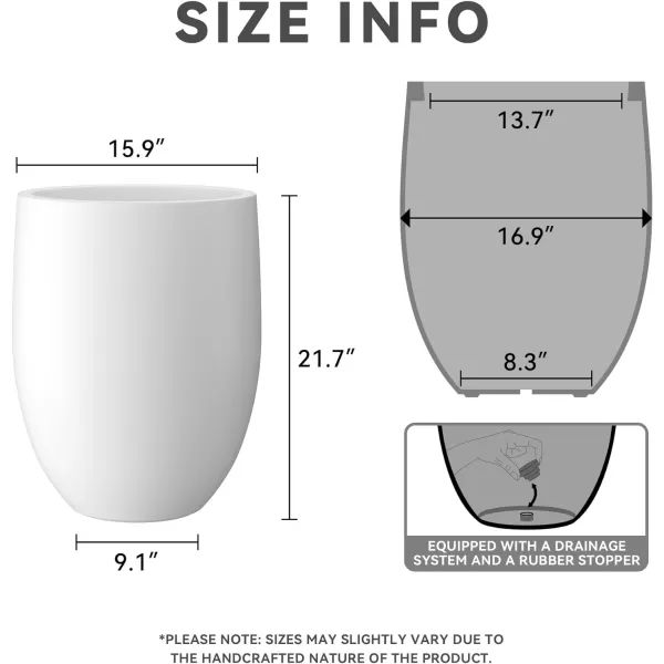 Kante 21.7" H Dark Gray Concrete Tall Planter, Large Outdoor Indoor Decorative Pot with Drainage Hole and Rubber Plug, Modern Round Style for Home and Garden