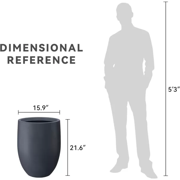Kante 21.7" H Dark Gray Concrete Tall Planter, Large Outdoor Indoor Decorative Pot with Drainage Hole and Rubber Plug, Modern Round Style for Home and Garden