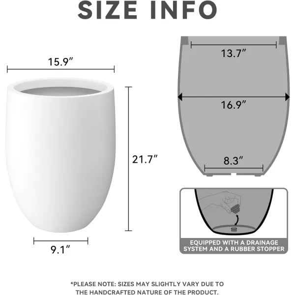 Kante 21.7" H Dark Gray Concrete Tall Planter, Large Outdoor Indoor Decorative Pot with Drainage Hole and Rubber Plug, Modern Round Style for Home and Garden