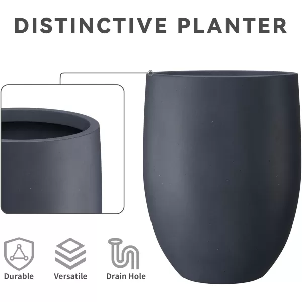 Kante 21.7" H Dark Gray Concrete Tall Planter, Large Outdoor Indoor Decorative Pot with Drainage Hole and Rubber Plug, Modern Round Style for Home and Garden