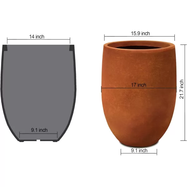 Kante 21.7" H Dark Gray Concrete Tall Planter, Large Outdoor Indoor Decorative Pot with Drainage Hole and Rubber Plug, Modern Round Style for Home and Garden