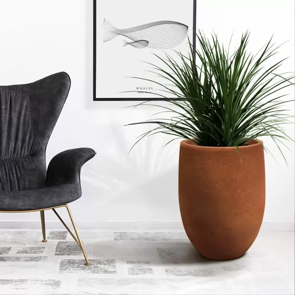 Kante 21.7" H Dark Gray Concrete Tall Planter, Large Outdoor Indoor Decorative Pot with Drainage Hole and Rubber Plug, Modern Round Style for Home and Garden