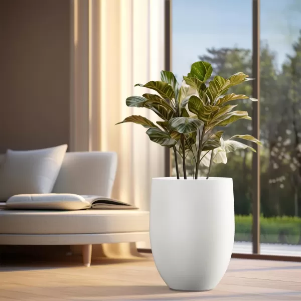 Kante 21.7" H Dark Gray Concrete Tall Planter, Large Outdoor Indoor Decorative Pot with Drainage Hole and Rubber Plug, Modern Round Style for Home and Garden