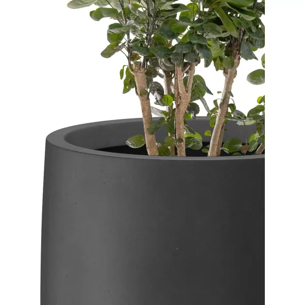 Kante 21.7" H Dark Gray Concrete Tall Planter, Large Outdoor Indoor Decorative Pot with Drainage Hole and Rubber Plug, Modern Round Style for Home and Garden