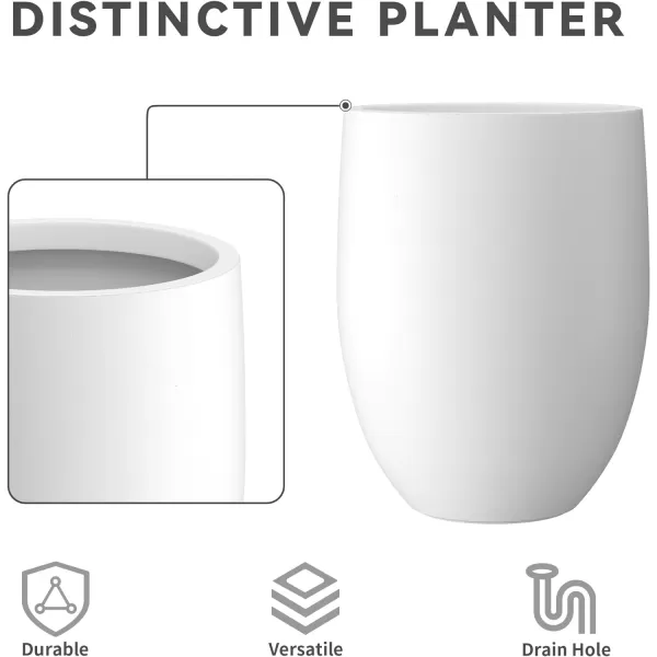 Kante 21.7" H Dark Gray Concrete Tall Planter, Large Outdoor Indoor Decorative Pot with Drainage Hole and Rubber Plug, Modern Round Style for Home and Garden