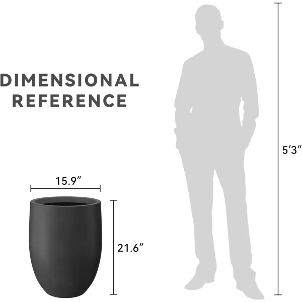 Kante 21.7" H Dark Gray Concrete Tall Planter, Large Outdoor Indoor Decorative Pot with Drainage Hole and Rubber Plug, Modern Round Style for Home and Garden