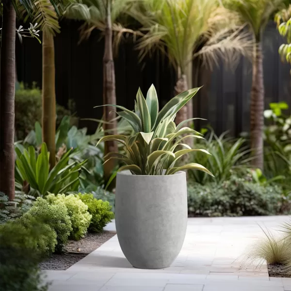 Kante 21.7" H Dark Gray Concrete Tall Planter, Large Outdoor Indoor Decorative Pot with Drainage Hole and Rubber Plug, Modern Round Style for Home and Garden