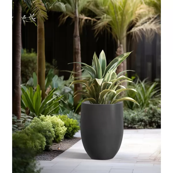 Kante 21.7" H Dark Gray Concrete Tall Planter, Large Outdoor Indoor Decorative Pot with Drainage Hole and Rubber Plug, Modern Round Style for Home and Garden