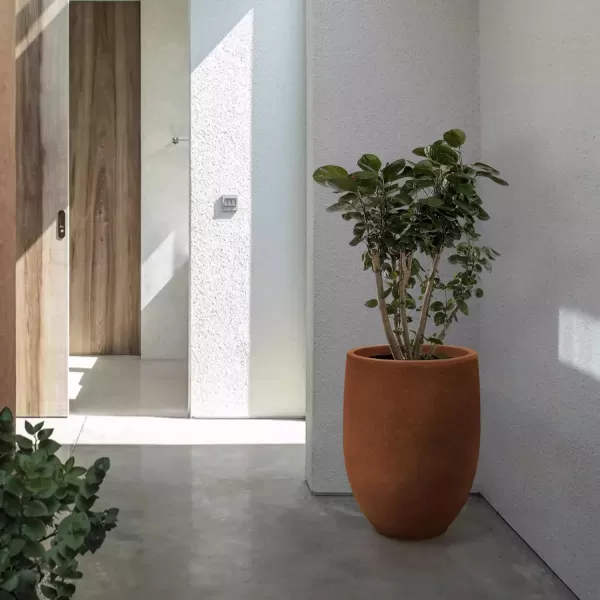 Kante 21.7" H Dark Gray Concrete Tall Planter, Large Outdoor Indoor Decorative Pot with Drainage Hole and Rubber Plug, Modern Round Style for Home and Garden