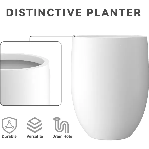 Kante 21.7" H Dark Gray Concrete Tall Planter, Large Outdoor Indoor Decorative Pot with Drainage Hole and Rubber Plug, Modern Round Style for Home and Garden