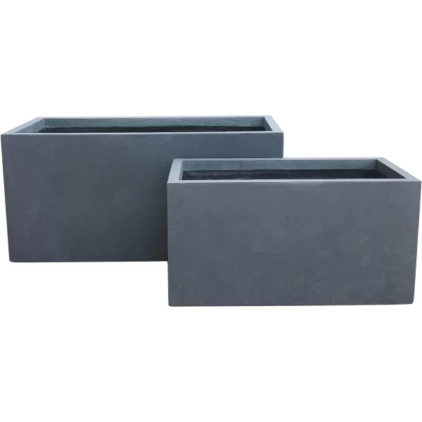 Kante 23.2" L Long Rectangular Concrete Planter, Large Outdoor Indoor Garden Pots with Drainage Hole and Rubber Plug, Charcoal