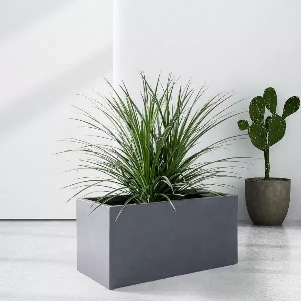 Kante 23.2" L Long Rectangular Concrete Planter, Large Outdoor Indoor Garden Pots with Drainage Hole and Rubber Plug, Charcoal