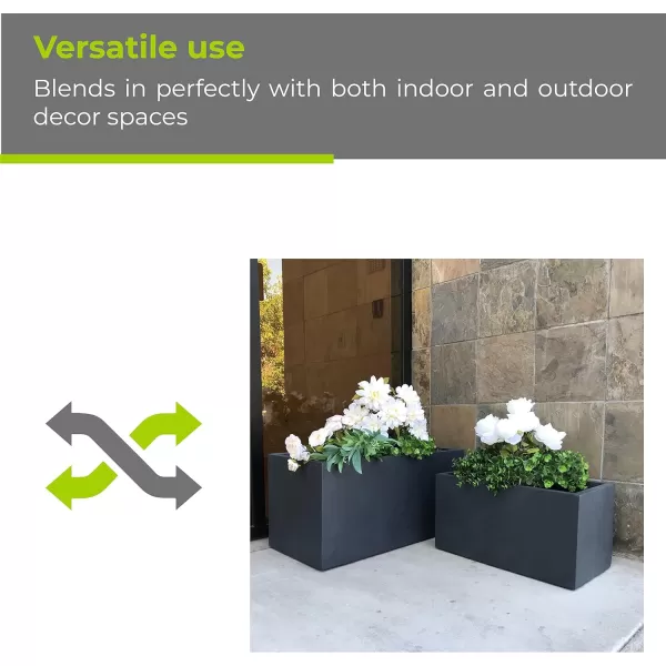 Kante 23.2" L Long Rectangular Concrete Planter, Large Outdoor Indoor Garden Pots with Drainage Hole and Rubber Plug, Charcoal