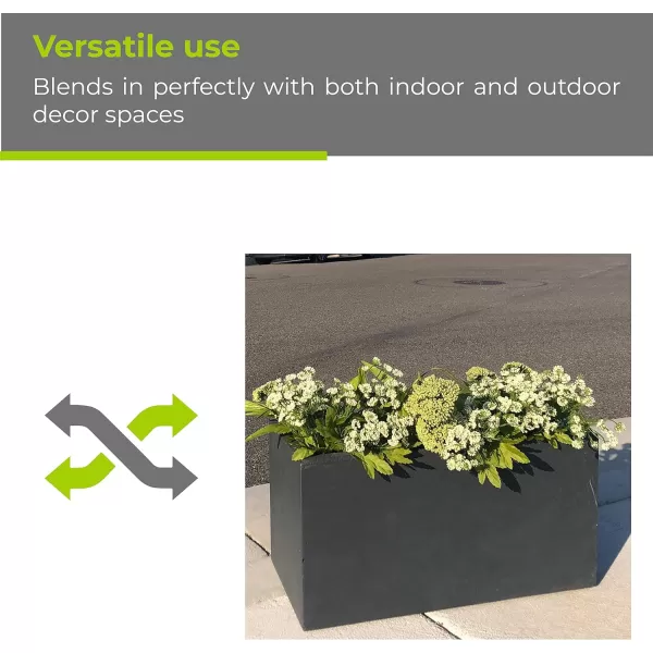 Kante 23.2" L Long Rectangular Concrete Planter, Large Outdoor Indoor Garden Pots with Drainage Hole and Rubber Plug, Charcoal
