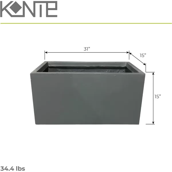 Kante 23.2" L Long Rectangular Concrete Planter, Large Outdoor Indoor Garden Pots with Drainage Hole and Rubber Plug, Charcoal
