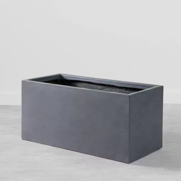 Kante 23.2" L Long Rectangular Concrete Planter, Large Outdoor Indoor Garden Pots with Drainage Hole and Rubber Plug, Charcoal