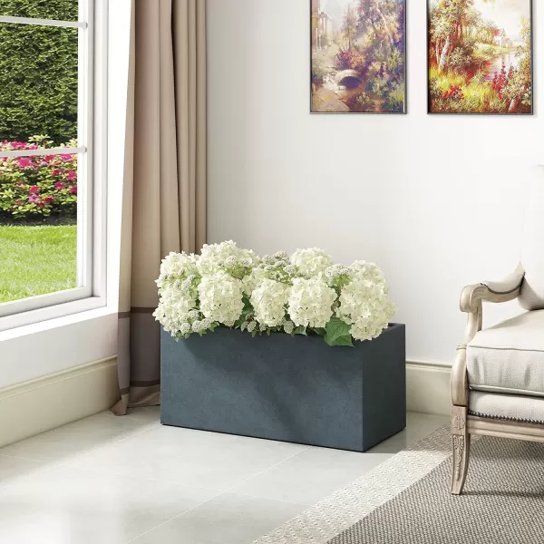 Kante 23.2" L Long Rectangular Concrete Planter, Large Outdoor Indoor Garden Pots with Drainage Hole and Rubber Plug, Charcoal