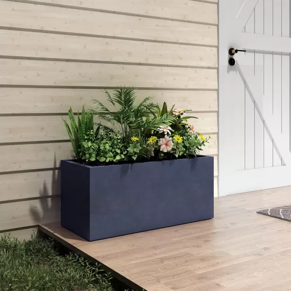 Kante 23.2" L Long Rectangular Concrete Planter, Large Outdoor Indoor Garden Pots with Drainage Hole and Rubber Plug, Charcoal