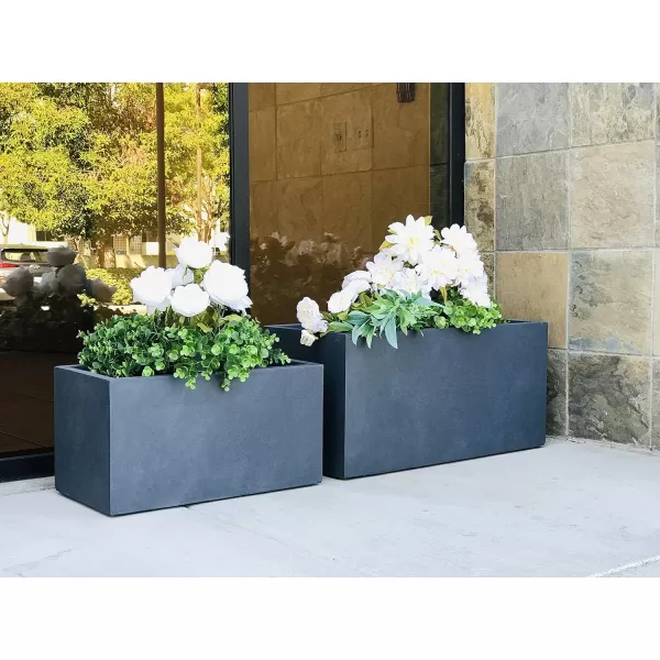Kante 23.2" L Long Rectangular Concrete Planter, Large Outdoor Indoor Garden Pots with Drainage Hole and Rubber Plug, Charcoal