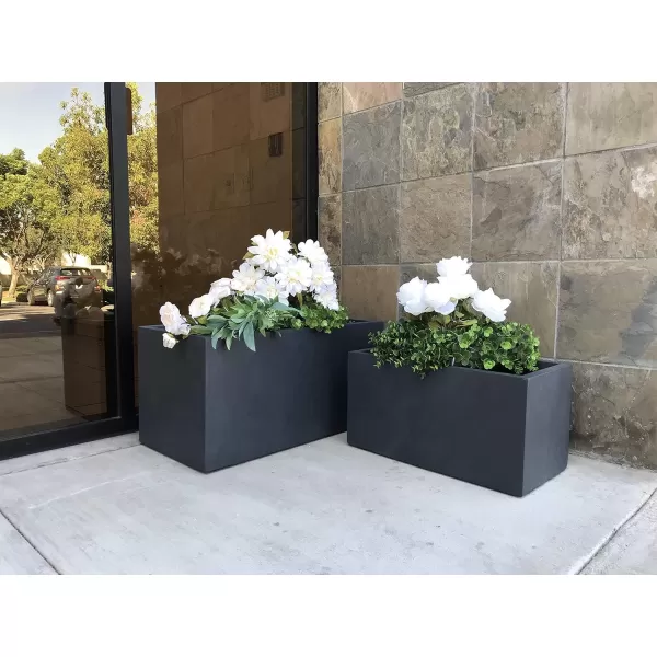 Kante 23.2" L Long Rectangular Concrete Planter, Large Outdoor Indoor Garden Pots with Drainage Hole and Rubber Plug, Charcoal