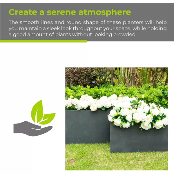 Kante 23.2" L Long Rectangular Concrete Planter, Large Outdoor Indoor Garden Pots with Drainage Hole and Rubber Plug, Charcoal