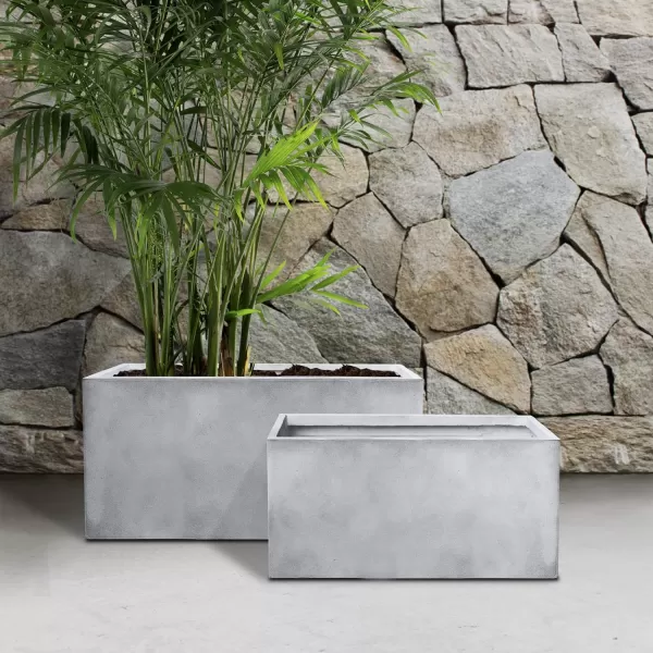 Kante 23.2" L Long Rectangular Concrete Planter, Large Outdoor Indoor Garden Pots with Drainage Hole and Rubber Plug, Charcoal