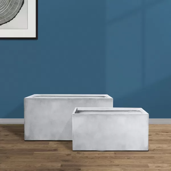 Kante 23.2" L Long Rectangular Concrete Planter, Large Outdoor Indoor Garden Pots with Drainage Hole and Rubber Plug, Charcoal