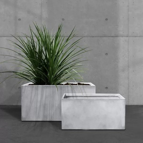 Kante 23.2" L Long Rectangular Concrete Planter, Large Outdoor Indoor Garden Pots with Drainage Hole and Rubber Plug, Charcoal