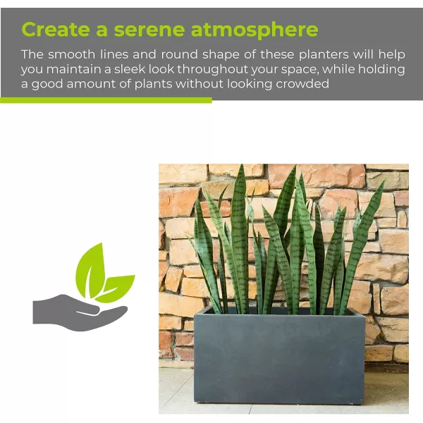 Kante 23.2" L Long Rectangular Concrete Planter, Large Outdoor Indoor Garden Pots with Drainage Hole and Rubber Plug, Charcoal