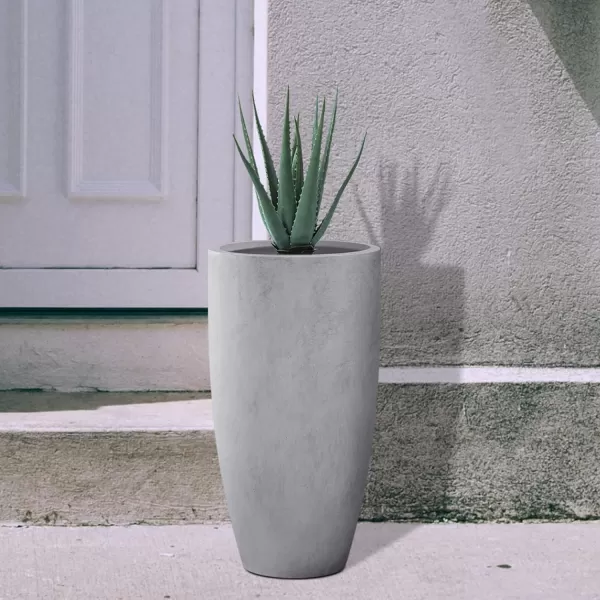Kante 23.6" H Charcoal Concrete Tall Planters , Large Outdoor Indoor Decorative Plant Pots with Drainage Hole and Rubber Plug, Modern Style for Home and Garden