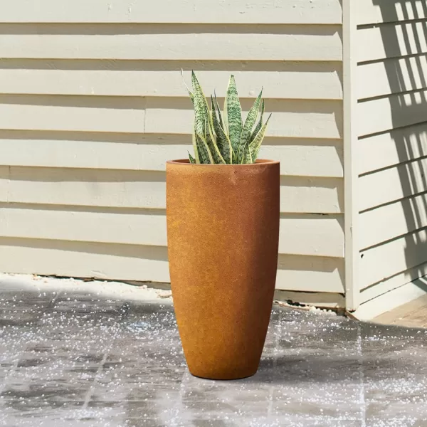 Kante 23.6" H Charcoal Concrete Tall Planters , Large Outdoor Indoor Decorative Plant Pots with Drainage Hole and Rubber Plug, Modern Style for Home and Garden