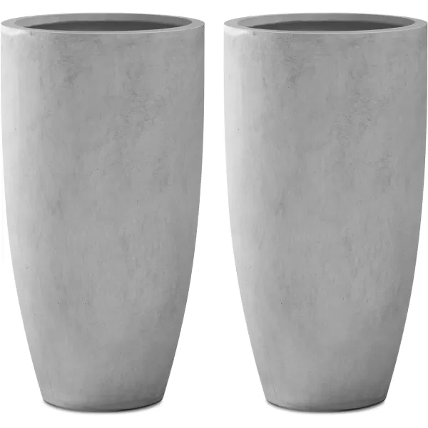 Kante 23.6" H Charcoal Concrete Tall Planters , Large Outdoor Indoor Decorative Plant Pots with Drainage Hole and Rubber Plug, Modern Style for Home and Garden