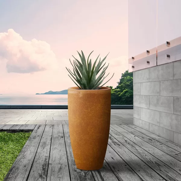 Kante 23.6" H Charcoal Concrete Tall Planters , Large Outdoor Indoor Decorative Plant Pots with Drainage Hole and Rubber Plug, Modern Style for Home and Garden