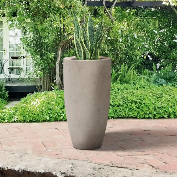 Kante 23.6" H Charcoal Concrete Tall Planters , Large Outdoor Indoor Decorative Plant Pots with Drainage Hole and Rubber Plug, Modern Style for Home and Garden