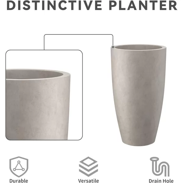 Kante 23.6" H Charcoal Concrete Tall Planters , Large Outdoor Indoor Decorative Plant Pots with Drainage Hole and Rubber Plug, Modern Style for Home and Garden