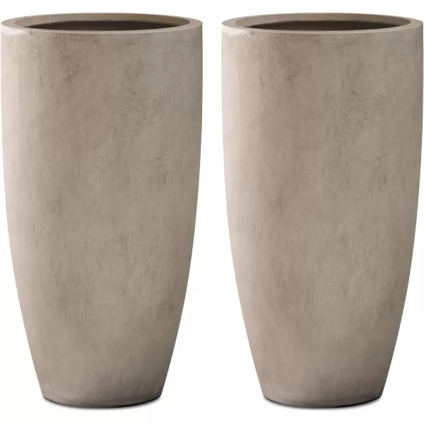 Kante 23.6" H Charcoal Concrete Tall Planters , Large Outdoor Indoor Decorative Plant Pots with Drainage Hole and Rubber Plug, Modern Style for Home and Garden